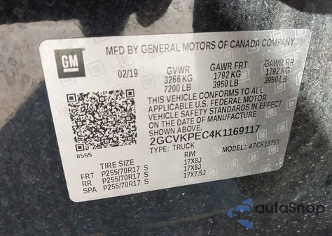 2019 Chevrolet Silverado 1500 Ld Lt из США, поврежденный, VIN 2GCVKPEC4K1169117